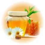 Honey packed in a glass container representing Gramajanya FPC's honey production.